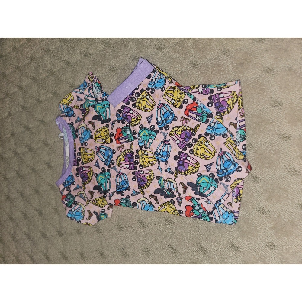 XO Littles Kids Bamboo Pajamas Pink Princess Bumper Car Short Set 2T NWT